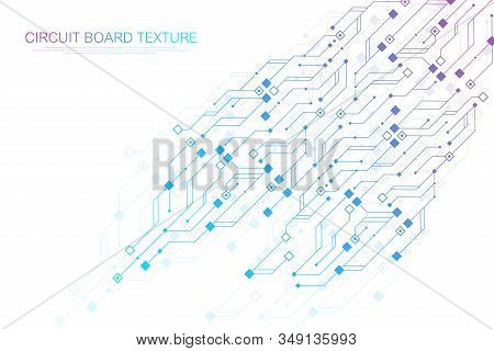 Technology Abstract Circuit Board Texture Background. High-tech Futuristic Circuit Board Banner Wall