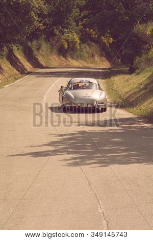 Pesaro Colle San Bartolo , Italy - May 17 - 2018 : Mercedes-benz 300 Sl CoupÉ (w198) 1956 On An Old 