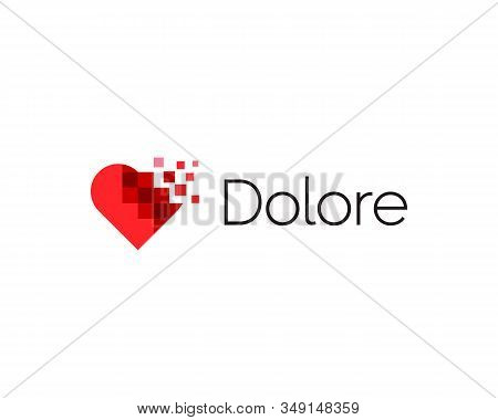 Abstract Pixel Heart Logo Icon Design Modern Digital Style Illustration. Motion Pixel Flow Vector Em