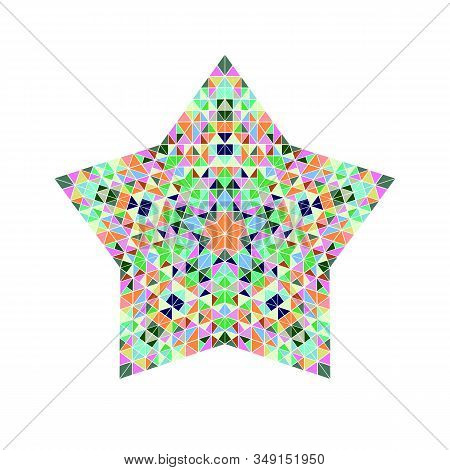 Colorful Mosaic Ornament Star Symbol Template - Geometrical Polygonal Geometric Vector Element