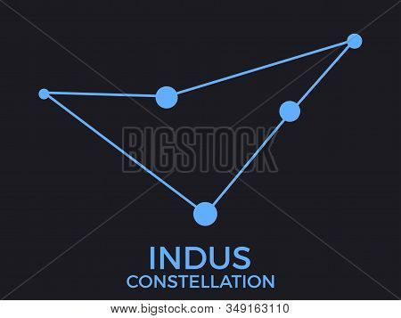 Indus Constellation. Stars In The Night Sky. Cluster Of Stars And Galaxies. Constellation Of Blue On