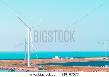 Wind Turbine Electric Generator For Renewable Energy In Sakata Town Japan.