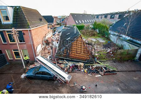 Coevorden , The Netherlands, 08 Dec, 2019: Gas Explosion In A Grillroom In The Center Of The City. T