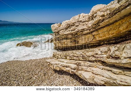 Turquoise Blue And Clear Sea On The Coast Of Albania Between Ksamil And Sarande