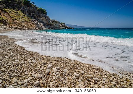 Turquoise Blue And Clear Sea On The Coast Of Albania Between Ksamil And Sarande