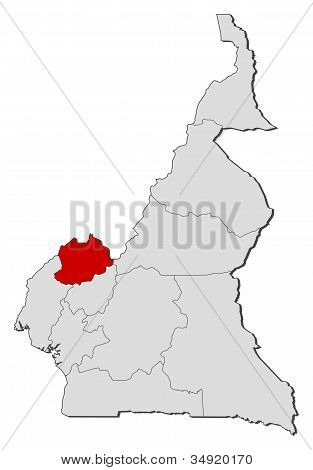 Mappa del Camerun, a nord-ovest ha evidenziato