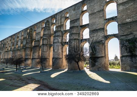 Amoreira Aqueduct In Elvas City In Portugal