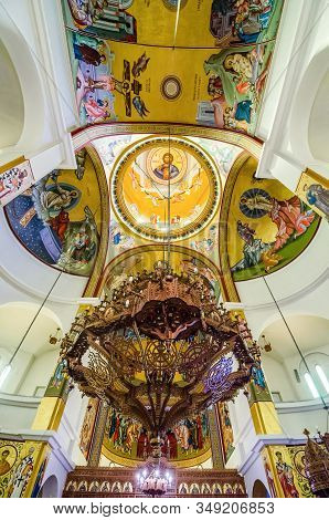 Korce, Albania - August 07, 2014. Interior Of Resurrection Of Christ Orthodox Cathedral Is The Main 