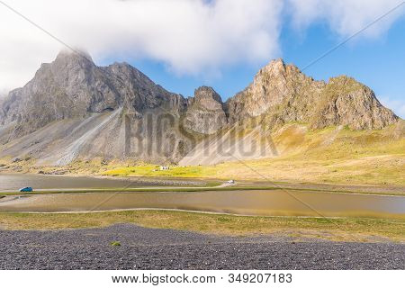 Mountain Eystrahorn In East Iceland On A Sunny Summer Day