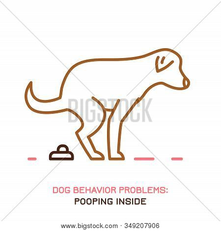 Dog Behavior Problem Icon. Domestic Animal Or Pet Language. Eliminating And Pooping Inside. Doggy Re