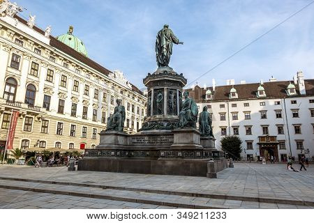 Vienna.austria.august 29, 2019. Monument To Franz The First In The Courtyard Of The In Der Burg In T