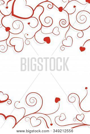 Floral Ornament Decoration With Hearts. Vector Illustration.
