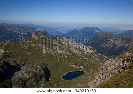 Lake Spilau In The Swiss Mountains In Summer