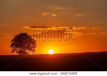 Sunset of Palava hill, South Moravia, Czech republic