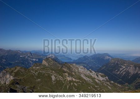View Over The Central Swiss Alps In Summer