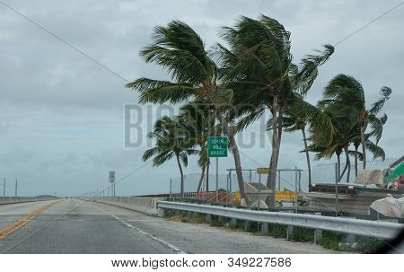 Isla Bella, Fl, United States - October 6, 2016: Seven Mile Bridge On A Stormy Day.