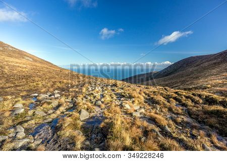 Mourne Mountains Are The Highest And Most Dramatic Mountain Range In Northern Ireland. View From Val