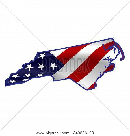 Noth Carolina Full Of American Flag. Map