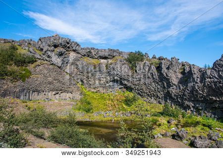 Gjain In Thjorsardalur Valley In South Iceland On A Sunny Summer Day