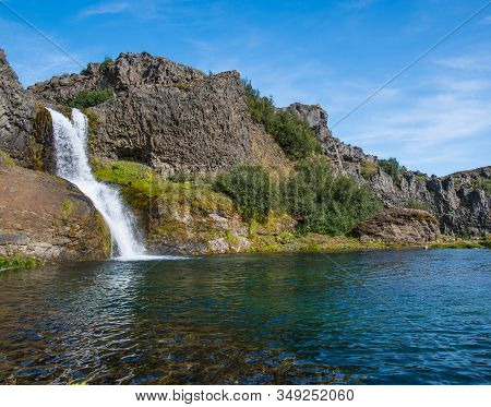 Gjarfoss Waterfall In Gjain In South Iceland