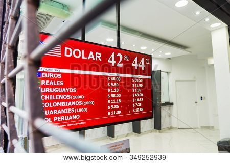 Buenos Aires, Argentina - April 6, 2019: Currency Exchange House In Buenos Aires