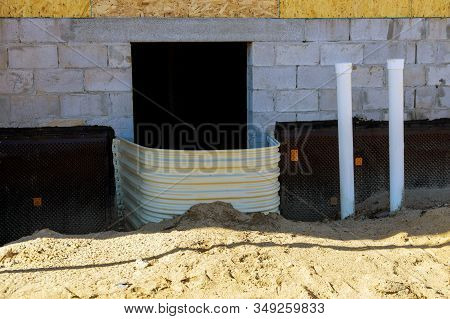 Residential On A New Home Installation Window Well For Basement Construction