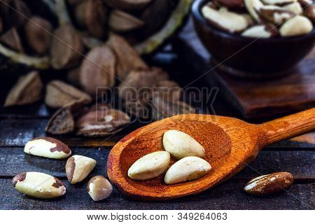 Photo Of Brazil Nuts, Known As Castanha-da-amazônia Or Chestnut-do-acre. Also Grown In Bolivia. Wood