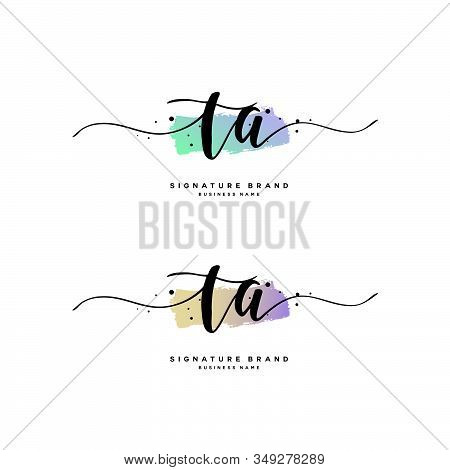 T A Ta Initial Letter Handwriting And  Signature Logo. A Concept Handwriting Initial Logo With Templ