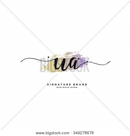 U A Ua Initial Letter Handwriting And  Signature Logo. A Concept Handwriting Initial Logo With Templ