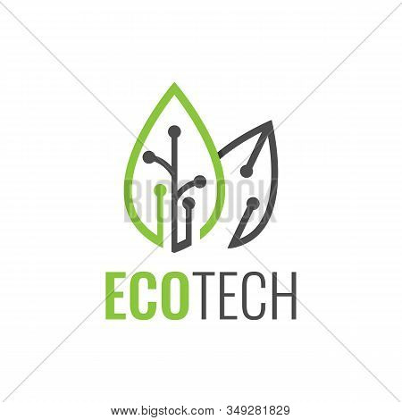 Green Technology Logo Designs Concept, Leaf Technology Logo Design, Nature Technology Logo.