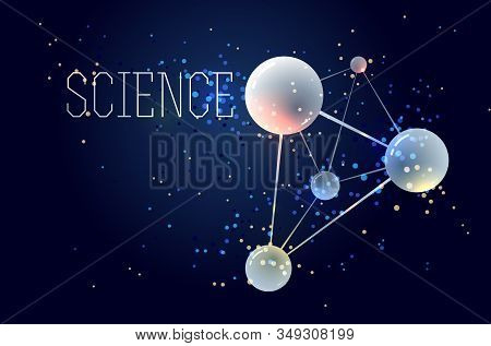 Molecules Vector Abstract Background, 3d Dimensional Science Chemistry And Physics Theme Design Elem