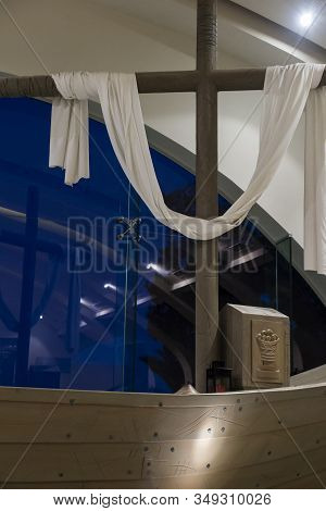 Migdal Haemek, Israel, January 26, 2020: The Altar In The Church In Magdala On The Galilee Lake (tib
