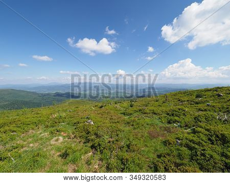 Scenic Silesian Beskids Mountains Range Landscapes Near Salmopol Pass Above European City Of Szczyrk