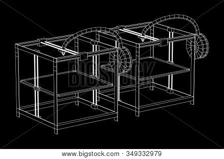 3d Printer Wireframe Low Poly Mesh Vector Illustration