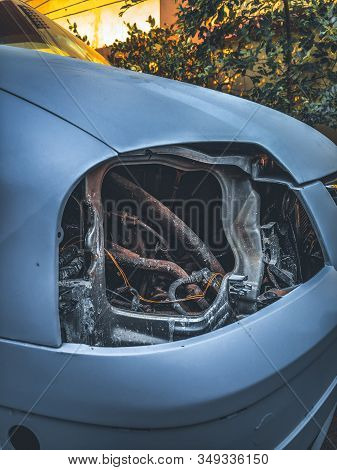 A Picture Of A Broken Car Headlight.