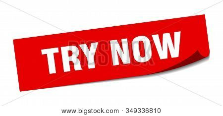 Try Now Sticker. Try Now Square Sign. Try Now. Peeler