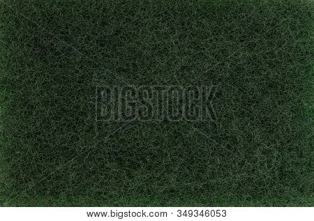 Green Color Cleaning Scouring Pad Texture Background, Close Up View