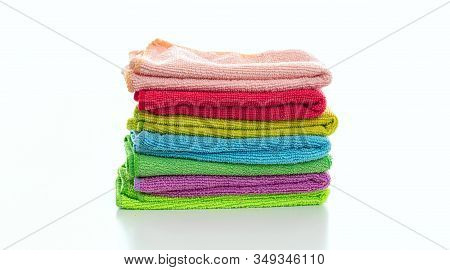 Cleaning Microfiber Towels Isolated Against White Background,