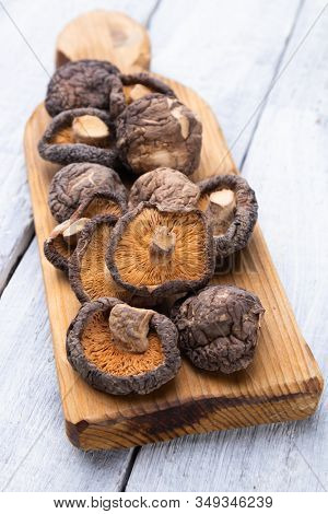Dehydrated shiitake mushrooms, asian food ingredient