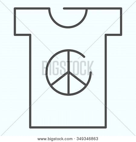 Peace Symbol On T-shirt Thin Line Icon. Peace Shirt Vector Illustration Isolated On White. T-shirt W