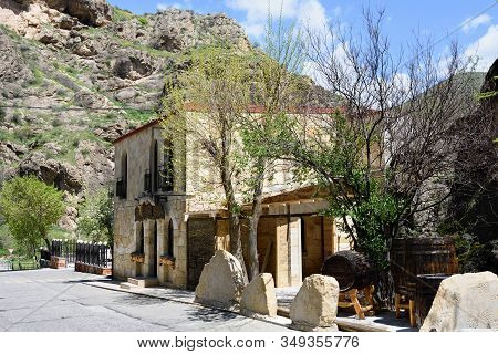 Beautiful Scenic Pink Tufa House In Areni Village, Armenia, Syunik Region