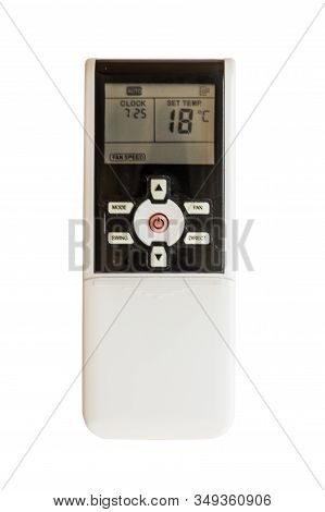 Remote Control, Air Conditioner Controller Isolated On White Background. Air Temperature Control Ind