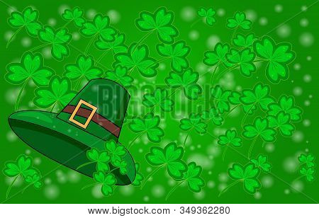 Saint Patricks Day Background With Sprayed Clover Leaves Or Shamrocks. St. Patricks Day Card. Clover