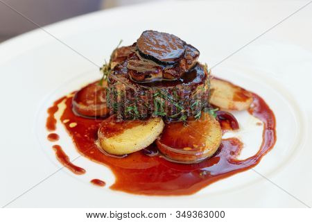 Tenderloin steak with foie gras and truffle, French dish
