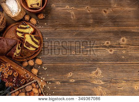Still Life Of Homemade Braided Bread With Space For Your Text
