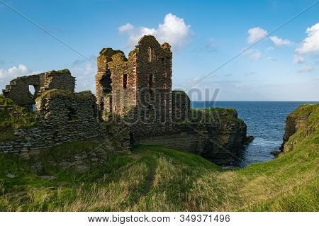 Wick, Scotland - September 15, 2019: Ruins Of The Castle Sinclair Girnigoe, Near Wick, In The North 