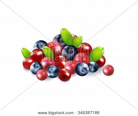 Set Of Realistic Ripe Berryes On A White Background.the Berryes For Advertising, Labels, Organic Agr