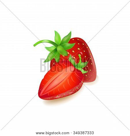 Set Of Realistic Ripe Berryes On A White Background.the Berryes For Advertising, Labels, Organic Agr