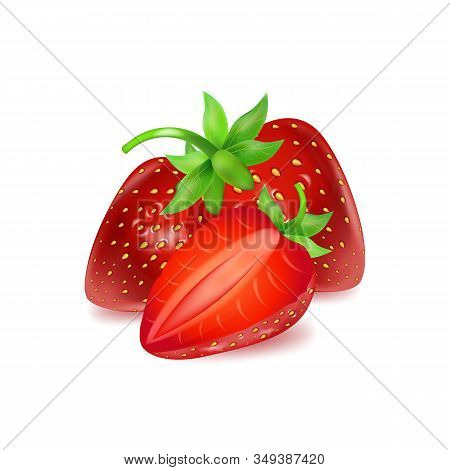 Set Of Realistic Ripe Berryes On A White Background.the Berryes For Advertising, Labels, Organic Agr