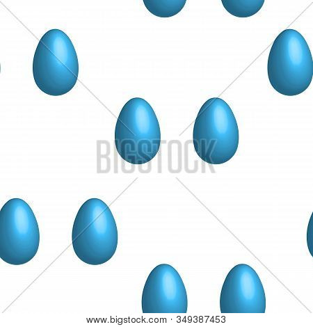 Happy Easter Seamless Pattern With Blue Eggs On White Background. Design For Card, Postcard, Posters